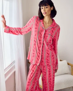 Petite Pasta Stripe Print Long Pyjama Set