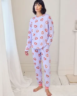 Petite Shrimp Heart Print Long Pyjama Set