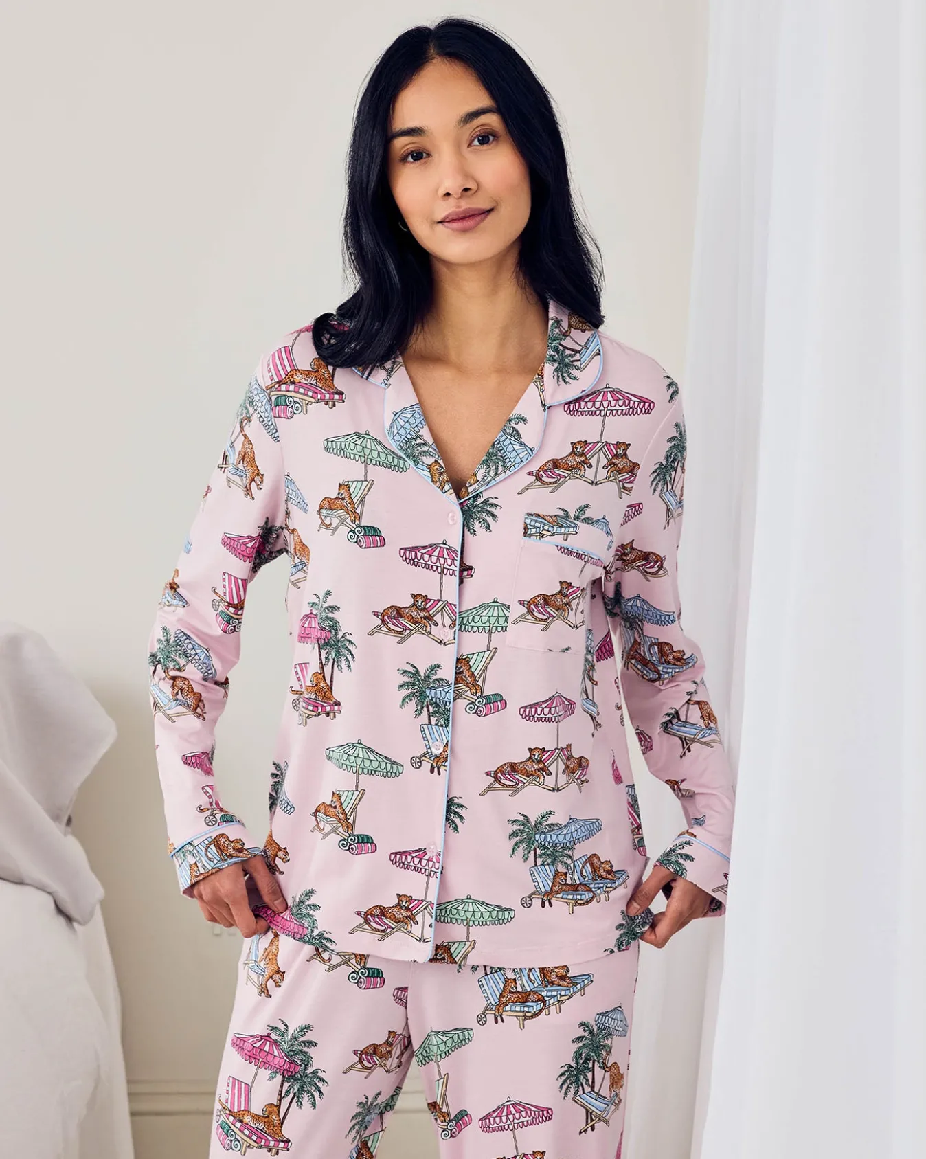 Petite TENCEL™ Modal Lounging Leopards Print Long Pyjama Set