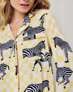 Petite Zebra Checkerboard Print Long Pyjama Set