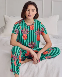 Pineapple Stripe Print Long Pyjama Set