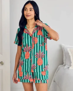 Pineapple Stripe Print Short Pyjama Set