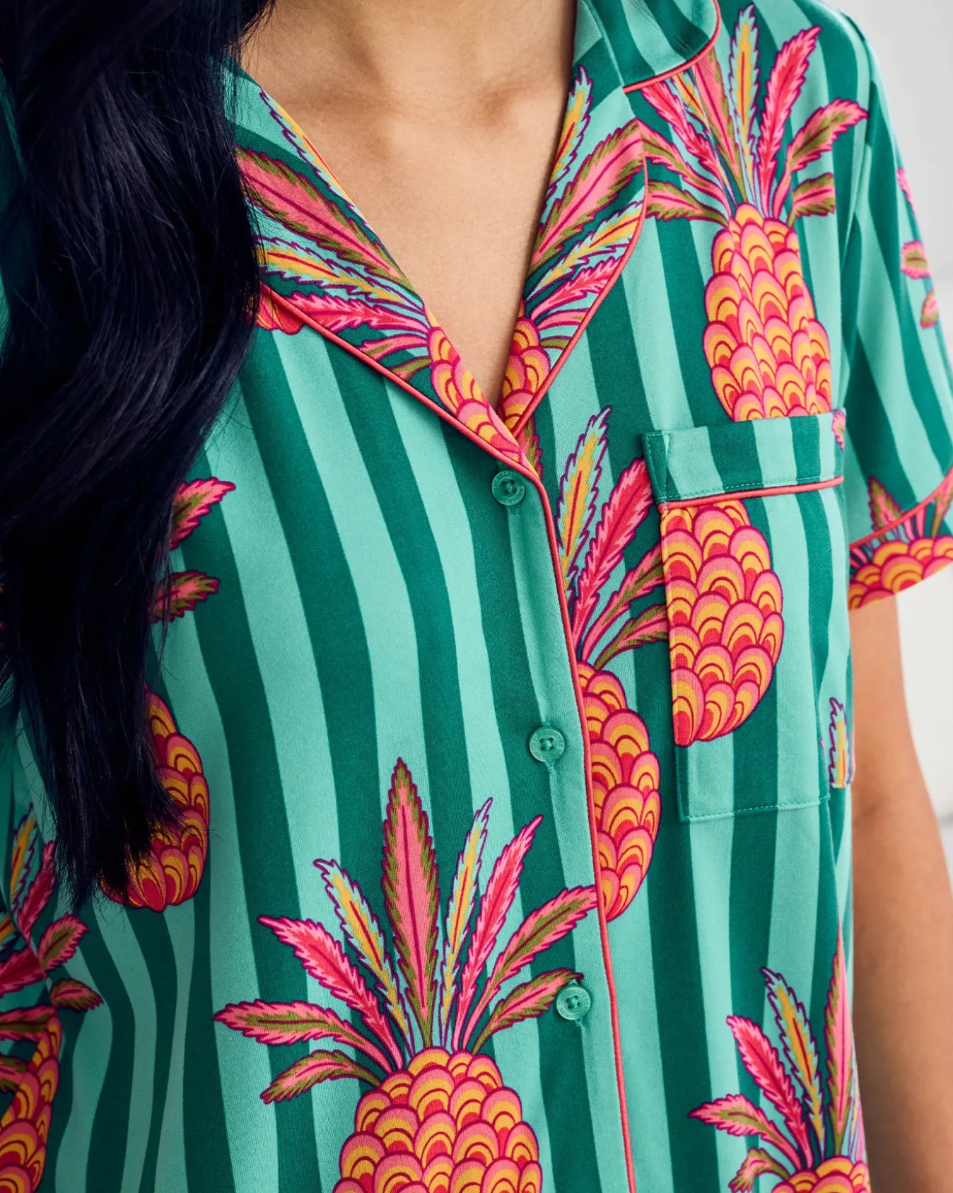 Pineapple Stripe Print Short Pyjama Set