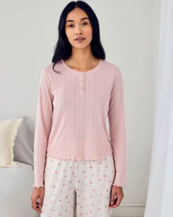 Pointelle & Organic Cotton Suit Stripe Print Long Pyjama Set