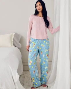 Pointelle & Organic Cotton Tennis & Cocktails Print Long Pyjama Set