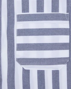 Poplin Stripe Boyfriend Shirt - Blue