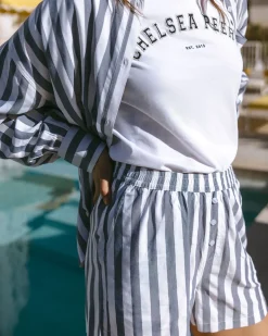 Poplin Stripe Shorts - Blue