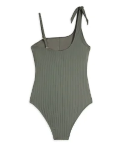 Rib One Shoulder Swimsuit