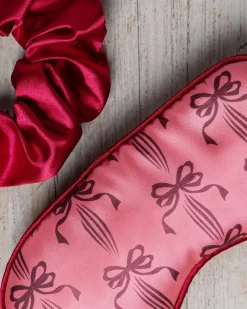 Satin Bow Print Sleep Mask & Scrunchie Gift Set