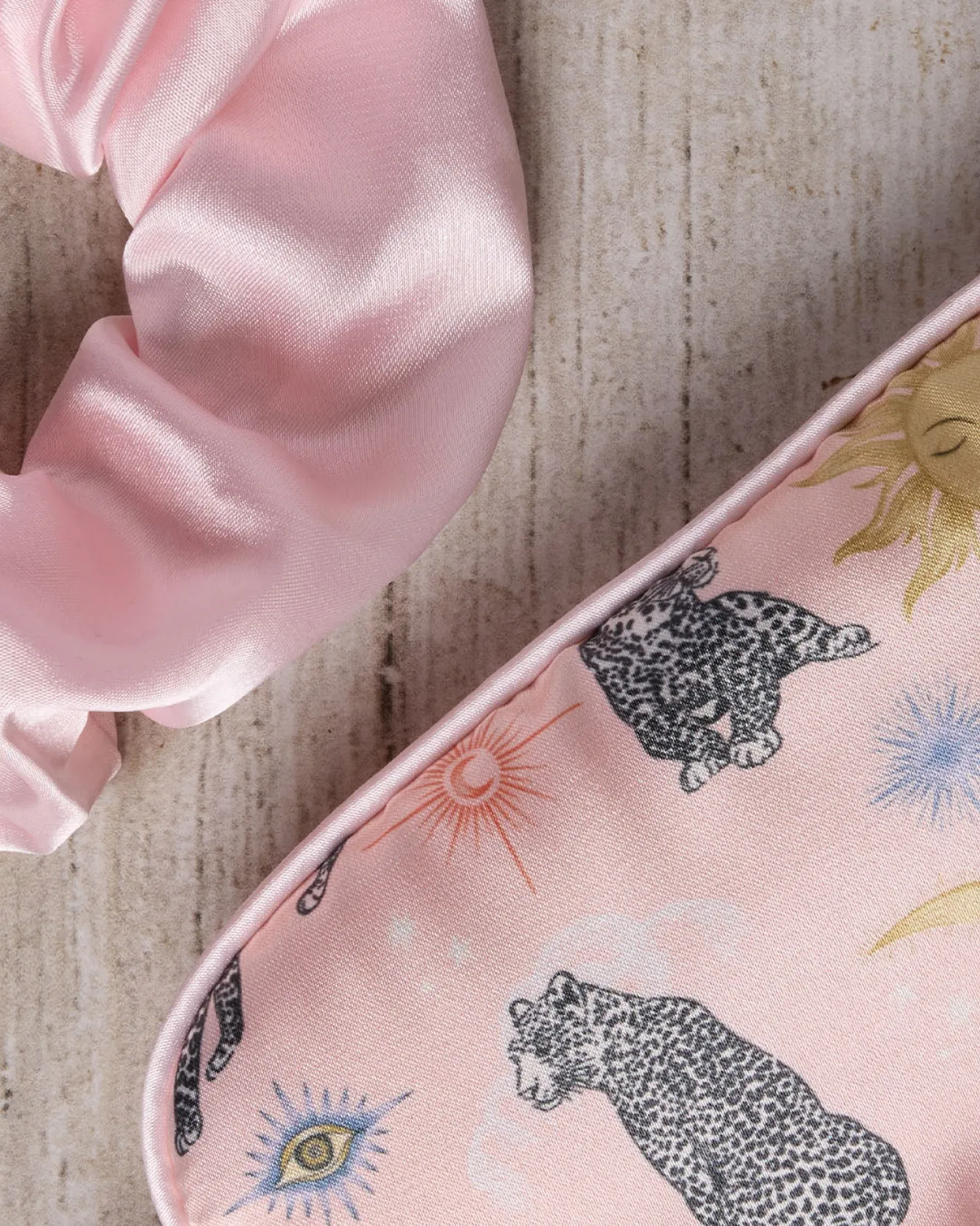 Satin Celestial Leopard Print Sleep Mask & Scrunchie Gift Set