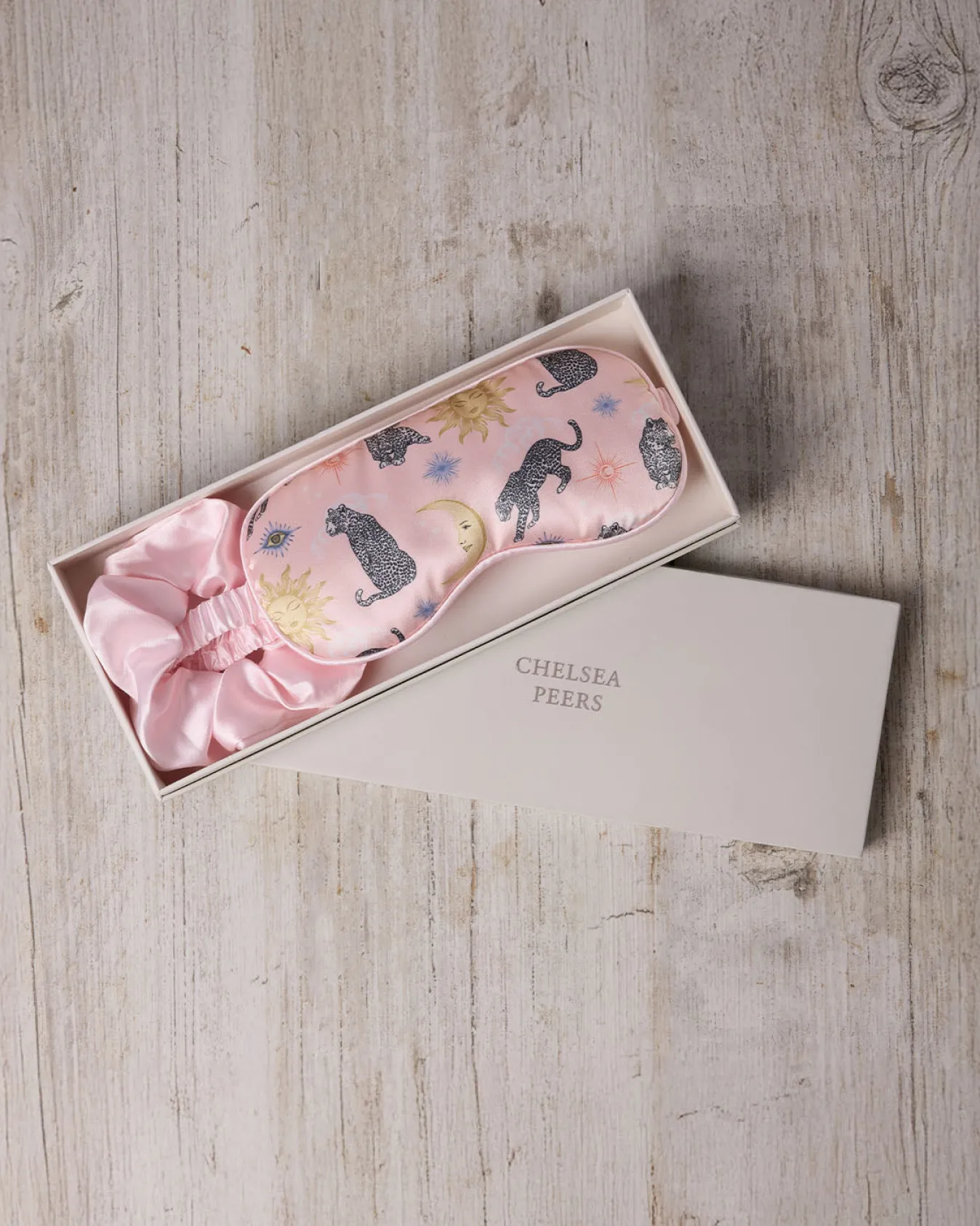 Satin Celestial Leopard Print Sleep Mask & Scrunchie Gift Set