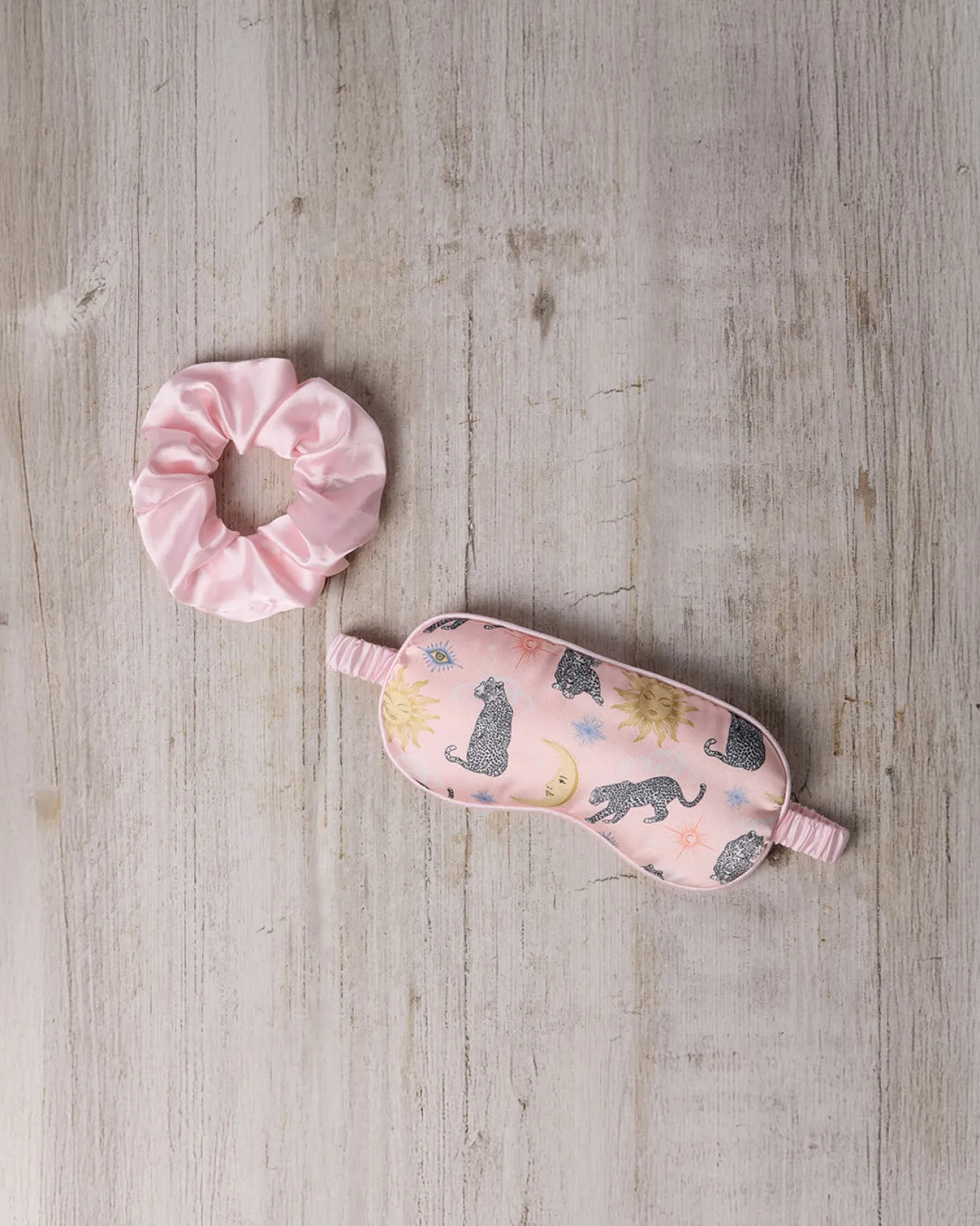 Satin Celestial Leopard Print Sleep Mask & Scrunchie Gift Set