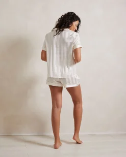 Satin Jacquard Stripe Short Pyjama Set