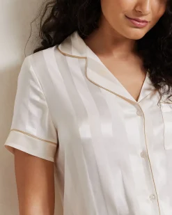 Satin Jacquard Stripe Short Pyjama Set