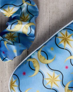 Satin Tiled Moon Print Sleep Mask & Scrunchie Gift Set