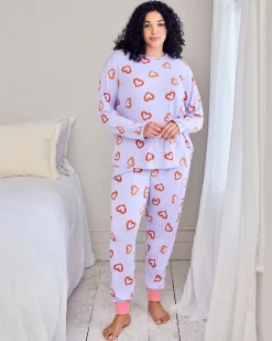 Shrimp Heart Print Long Pyjama Set