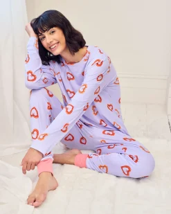 Shrimp Heart Print Long Pyjama Set