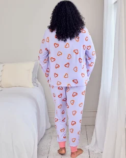 Shrimp Heart Print Long Pyjama Set