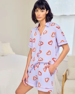 Shrimp Heart Print Short Pyjama Set