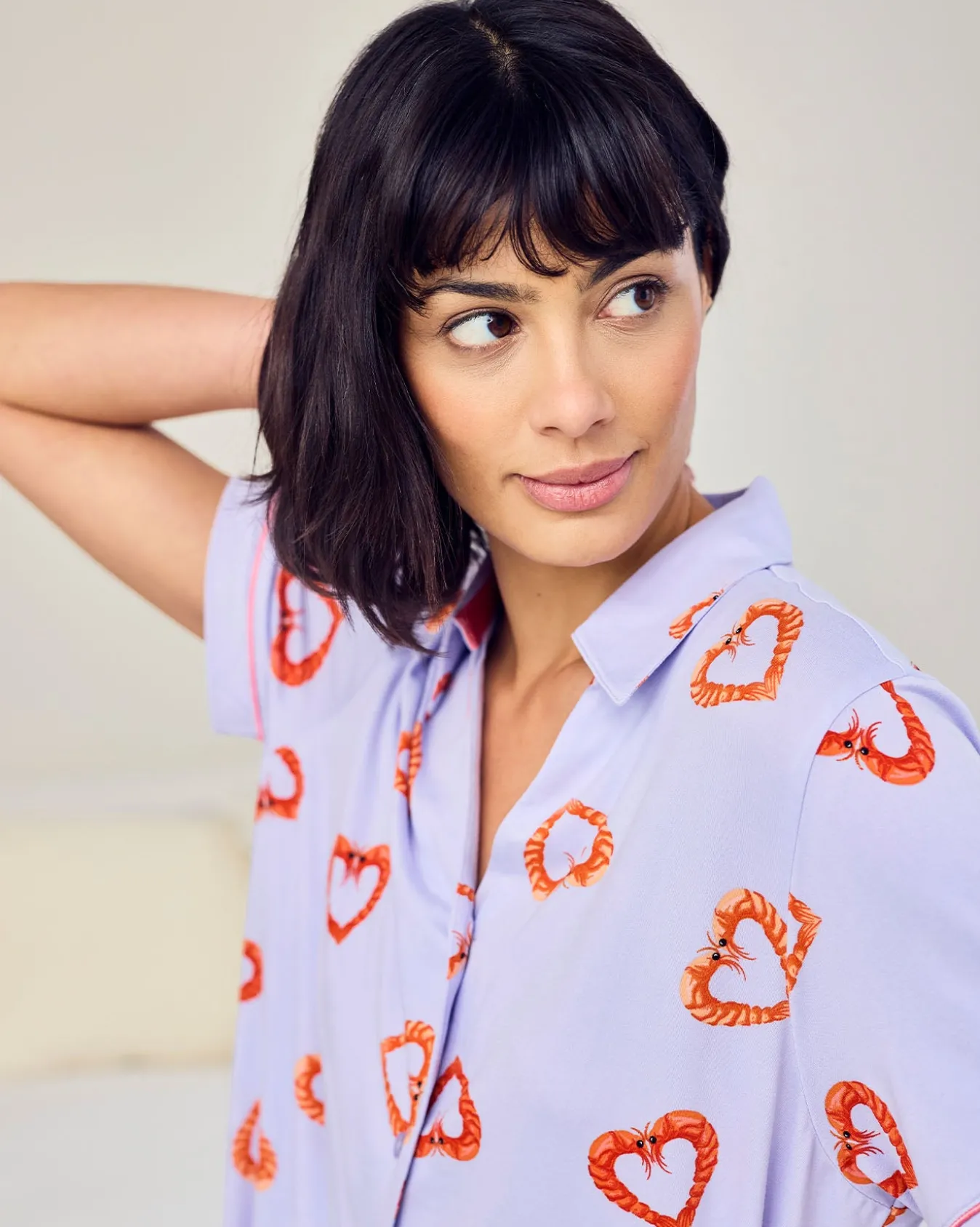 Shrimp Heart Print Short Pyjama Set