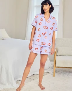 Shrimp Heart Print Short Pyjama Set