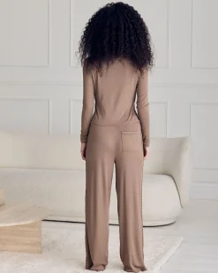 Side Trim Rib Joggers - Taupe