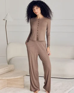Side Trim Rib Joggers - Taupe