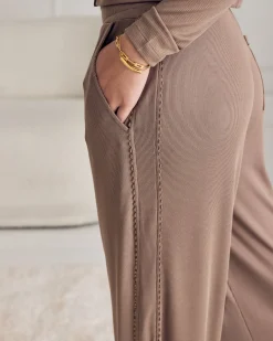 Side Trim Rib Joggers - Taupe