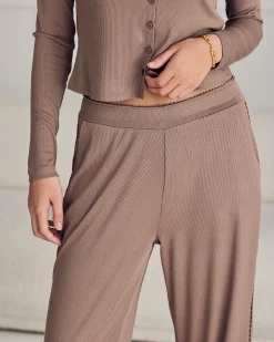 Side Trim Rib Joggers - Taupe