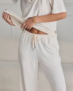 Slub-Knit Joggers - Cream
