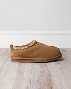 Suede Sheepskin Short Boot Slippers - Tan