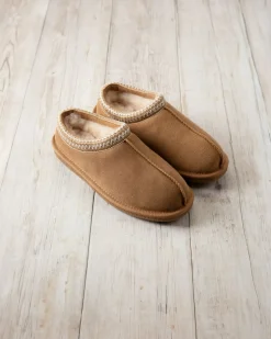 Suede Sheepskin Short Boot Slippers - Tan