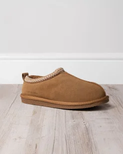 Suede Sheepskin Short Boot Slippers - Tan