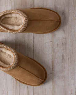 Suede Sheepskin Short Boot Slippers - Tan