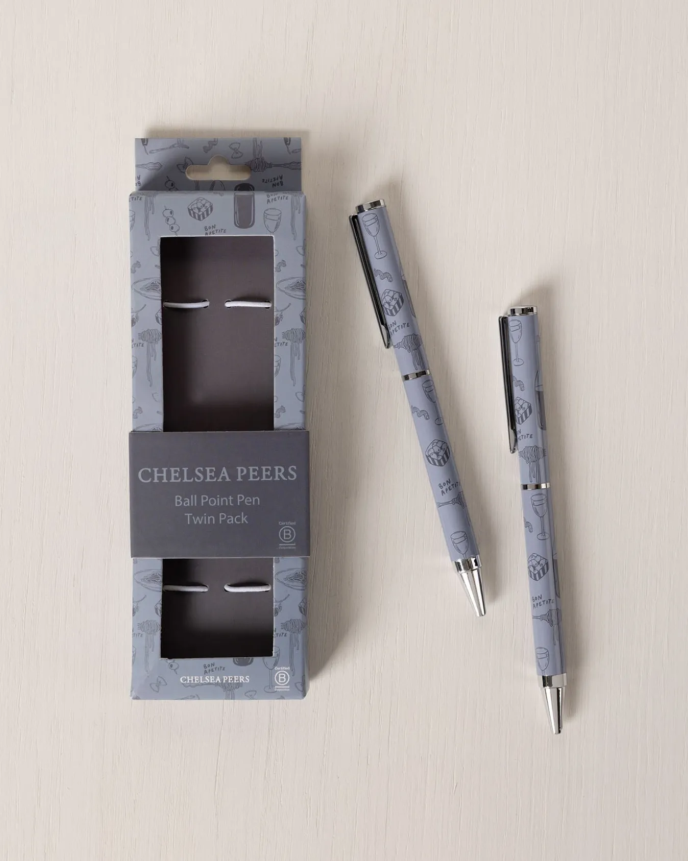Supper Club Print Two Pack Boxed Pen Set - Blue