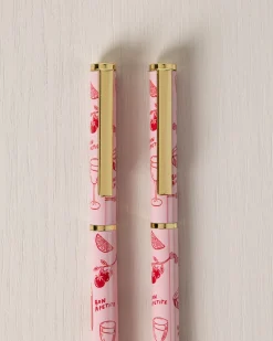Supper Club Print Two Pack Boxed Pen Set - Pink