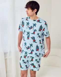 Surfing Crocodile Print Short Pyjama Set