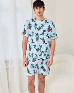 Surfing Crocodile Print Short Pyjama Set