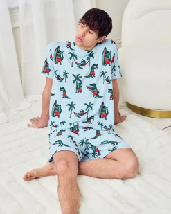 Surfing Crocodile Print Short Pyjama Set
