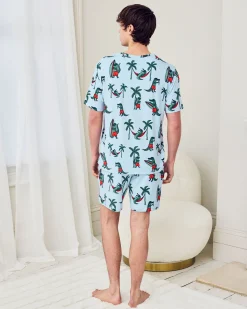 Surfing Crocodile Print Short Pyjama Set