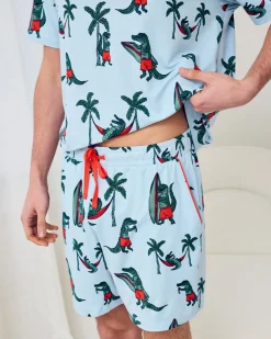 Surfing Crocodile Print Short Pyjama Set