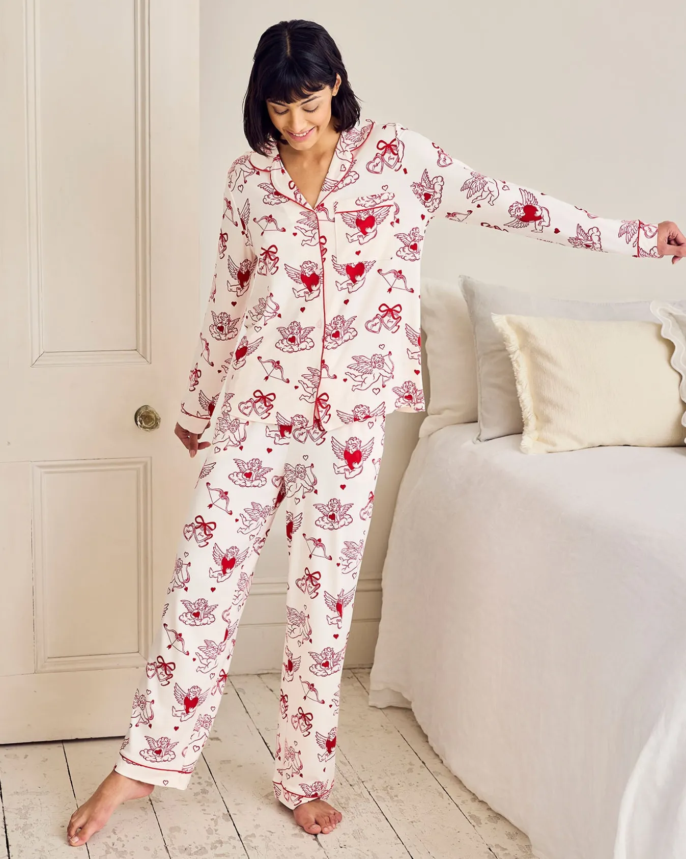 Tall Cherub Print Long Pyjama Set