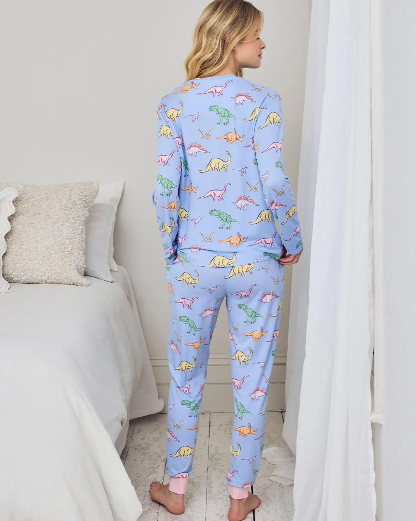 Tall Dinosaur Print Long Pyjama Set - Blue