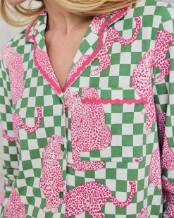 Tall Organic Cotton Checkerboard Leopards Print Long Pyjama Set
