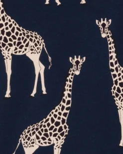 Tall Organic Cotton Giraffe Print Long Pyjama Set - Navy