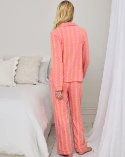 Tall Organic Cotton Sunset Wavy Stripe Long Pyjama Set