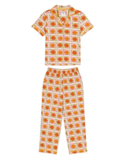 Tall Organic Cotton Sunshine Tile Print Long Pyjama Set