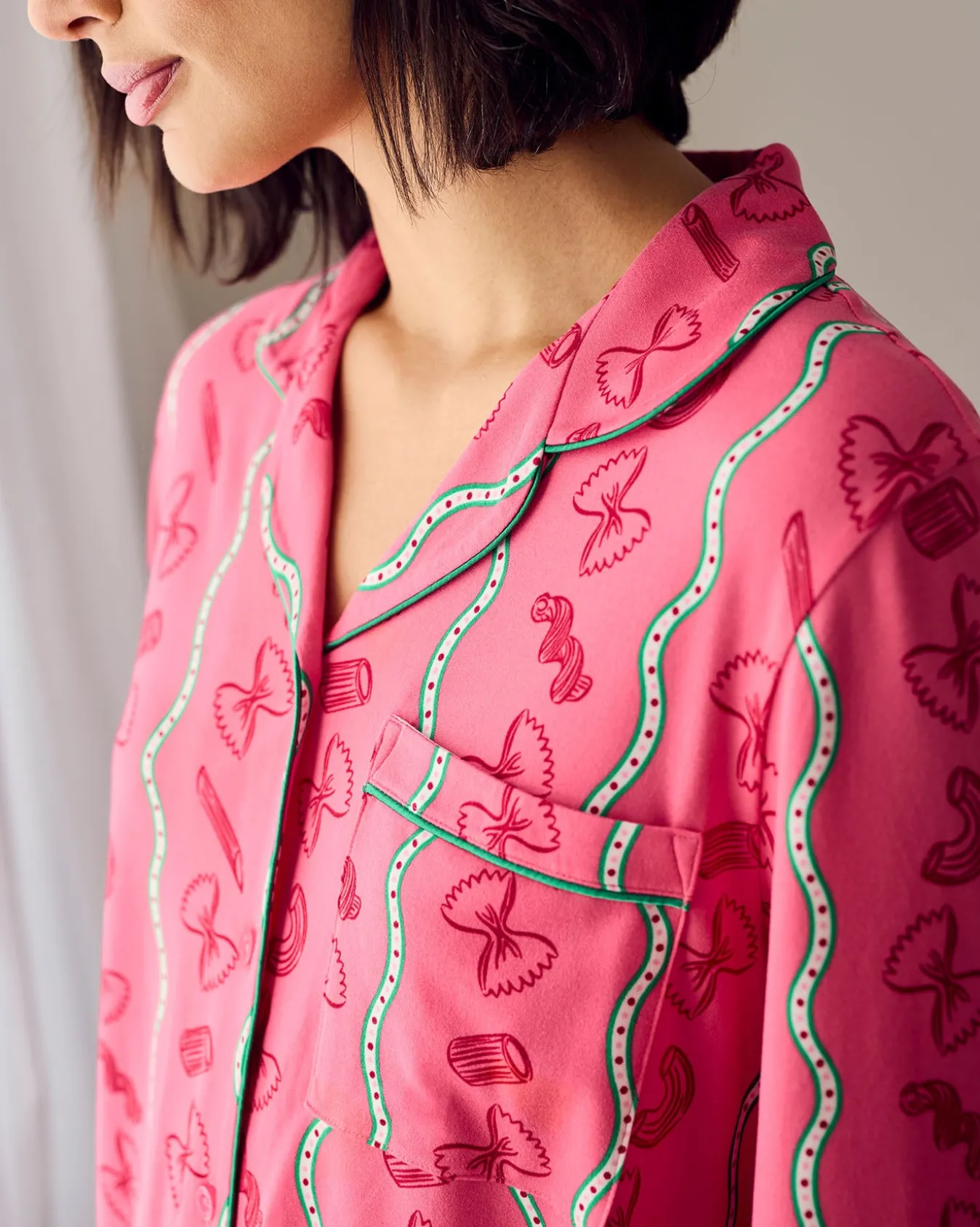 Tall Pasta Stripe Print Long Pyjama Set