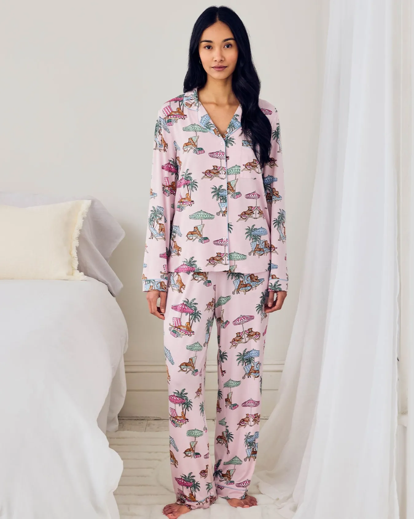 Tall TENCEL™ Modal Lounging Leopards Print Long Pyjama Set
