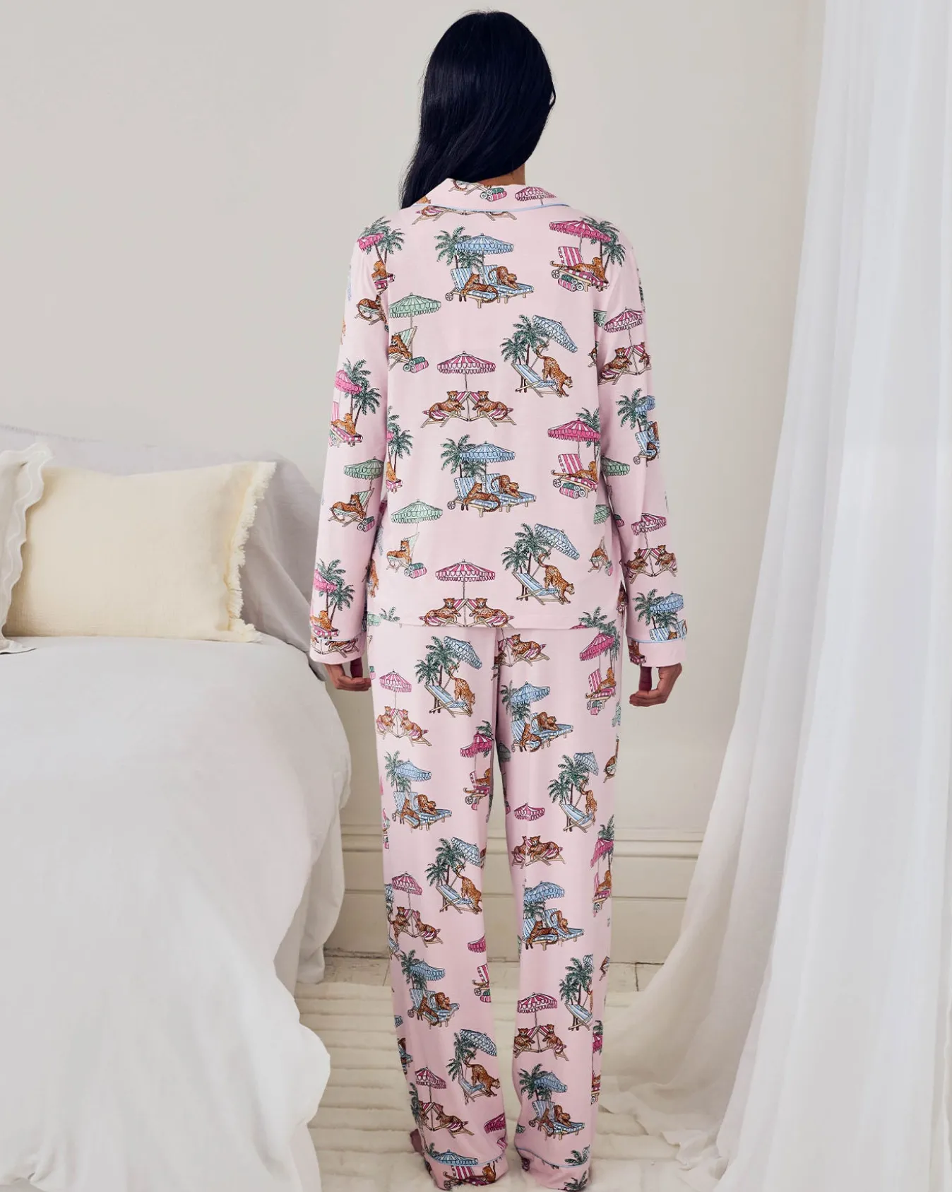 Tall TENCEL™ Modal Lounging Leopards Print Long Pyjama Set
